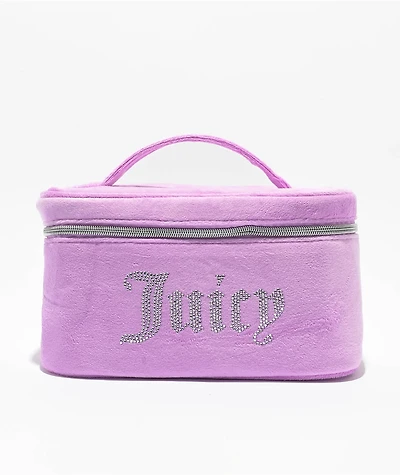 Juicy Couture Rhinestone Terry Train Purple Velour Makeup Bag