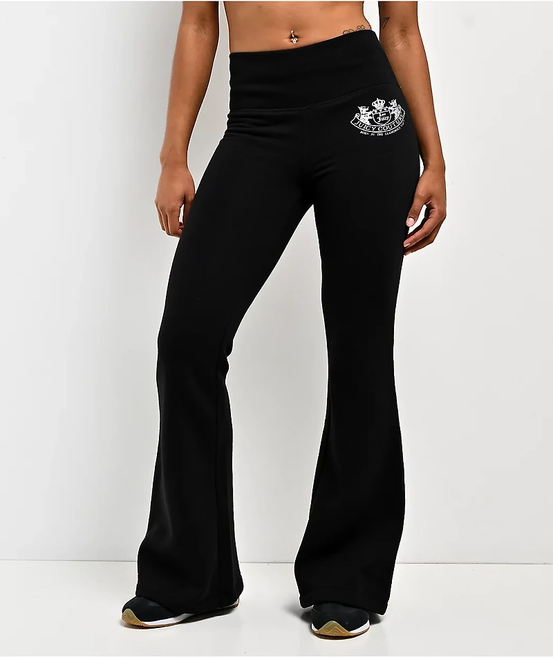 Juicy Couture Rib Waist Black Flare Sweatpants