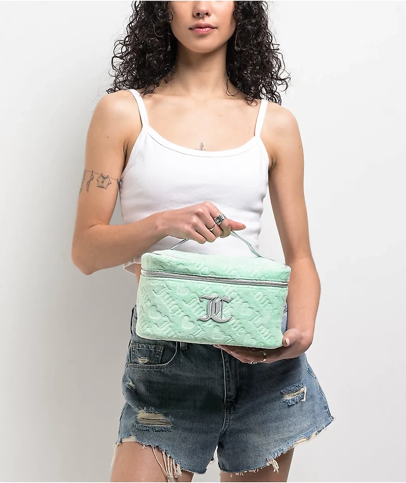 Juicy Couture Terry Train Green Velour Makeup Bag