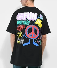 Just Have Fun Peace Collage Black T-Shirt
