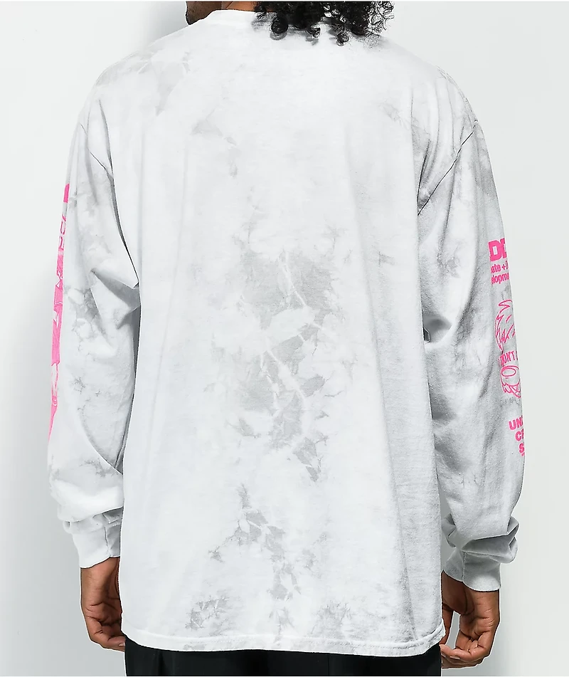 KAIJU017 Dark Heart Grey Tie Dye Long Sleeve T-Shirt