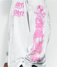 KAIJU017 Dark Heart Grey Tie Dye Long Sleeve T-Shirt