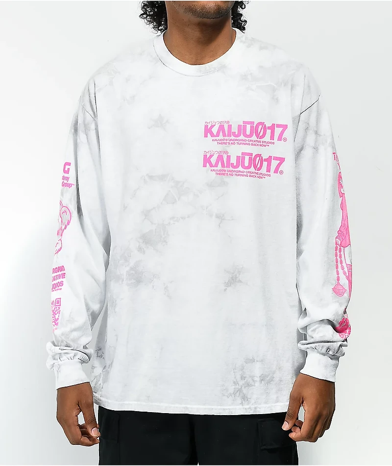 KAIJU017 Dark Heart Grey Tie Dye Long Sleeve T-Shirt