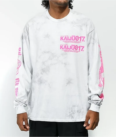 KAIJU017 Dark Heart Grey Tie Dye Long Sleeve T-Shirt