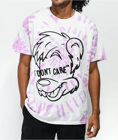 KAIJU017 Don't Care Purple Tie Dye T-Shirt
