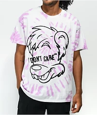 KAIJU017 Don't Care Purple Tie Dye T-Shirt