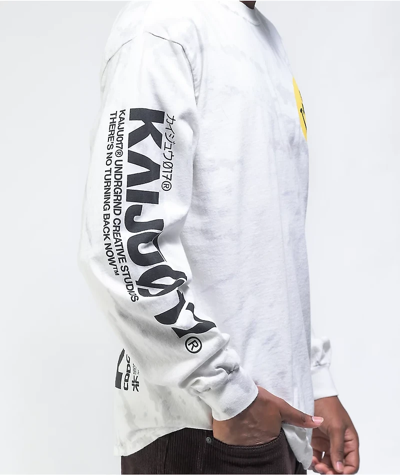 KAIJU017 GIRL017 Light Grey Tie Dye Long Sleeve T-Shirt
