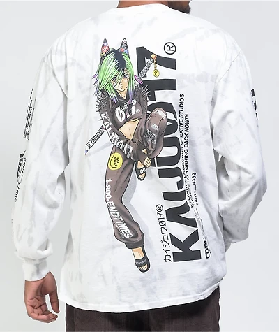 KAIJU017 GIRL017 Light Grey Tie Dye Long Sleeve T-Shirt
