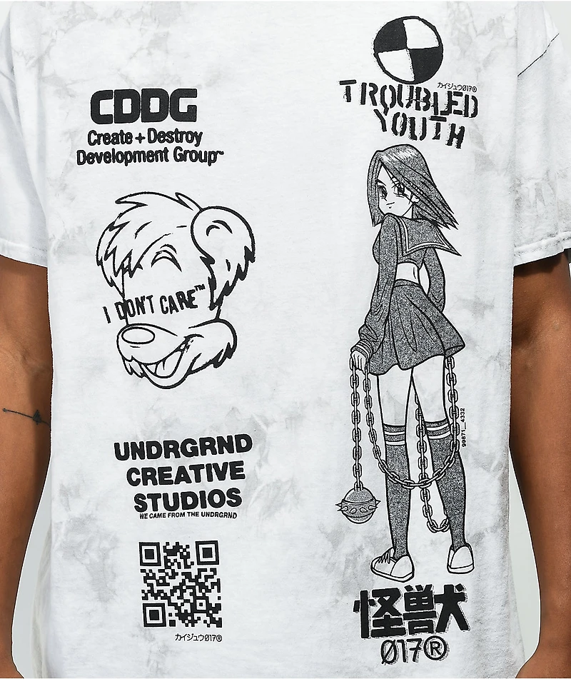 KAIJU017 School Girl Grey Tie Dye T-Shirt