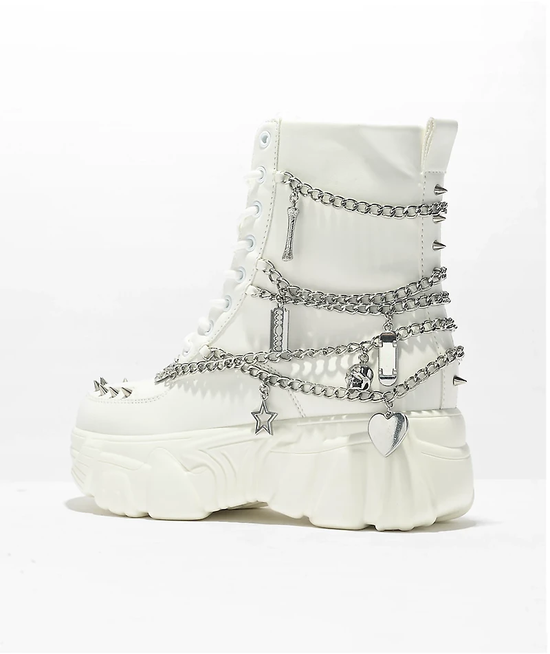 KOI Boned Catch White Platform Boots