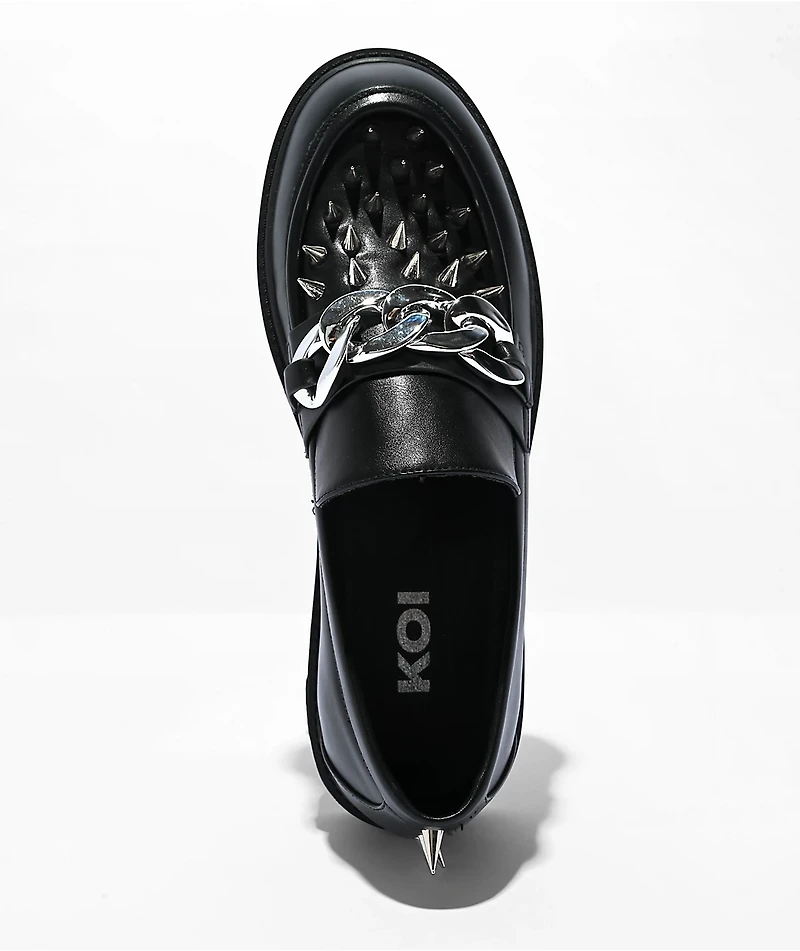 KOI Grave Warden Black Spiked Loafers
