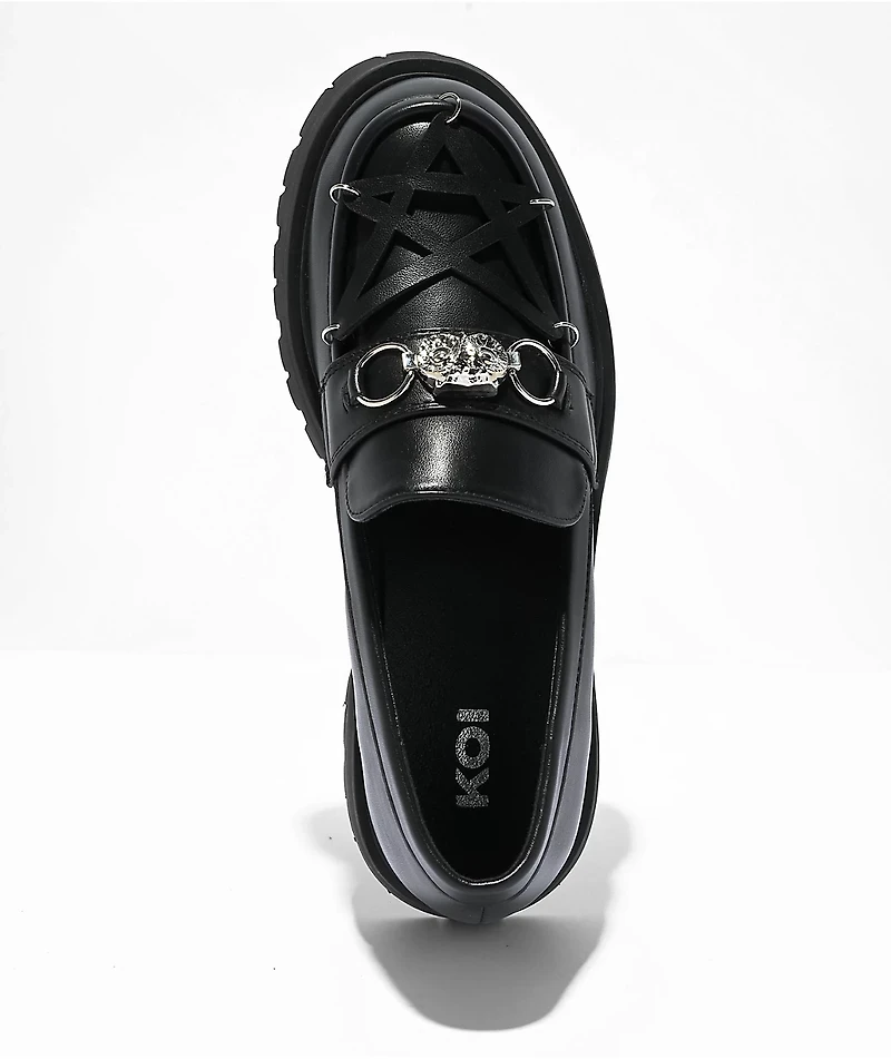 KOI Silent Dusk Black Platform Loafers