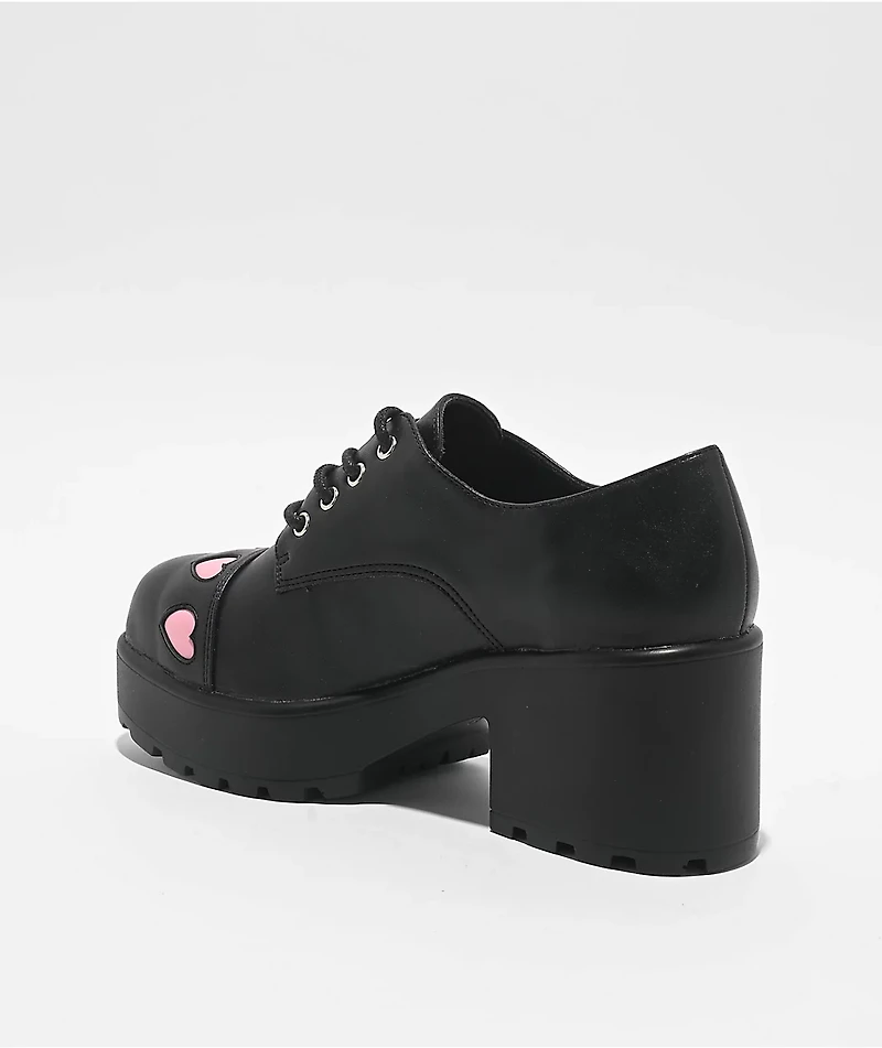 KOI Tennin Heart Black Platform Shoes