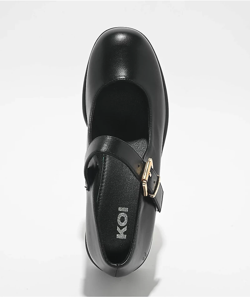 KOI Tira Black Faux Leather Mary Jane Platform Shoes