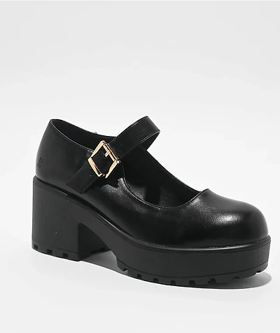 KOI Tira Black Faux Leather Mary Jane Platform Shoes
