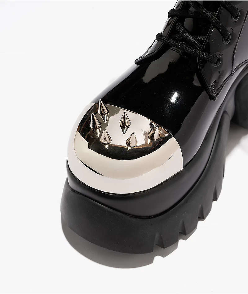 KOI x The Rocky Horror Picture Show Eddie's Teddy Spike Black & Chrome Platform Boots
