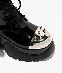 KOI x The Rocky Horror Picture Show Eddie's Teddy Spike Black & Chrome Platform Boots