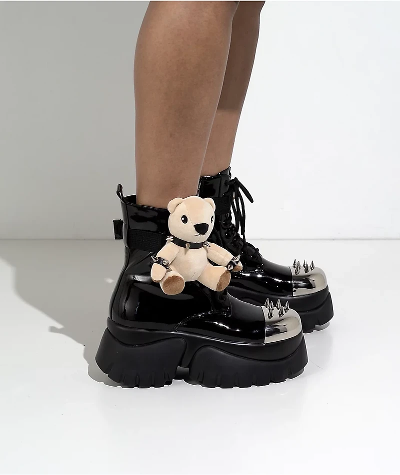 KOI x The Rocky Horror Picture Show Eddie's Teddy Spike Black & Chrome Platform Boots