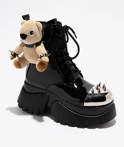 KOI x The Rocky Horror Picture Show Eddie's Teddy Spike Black & Chrome Platform Boots
