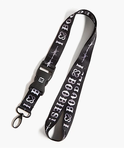 Keep A Breast Foundation Barbed I Heart Boobies Black Lanyard