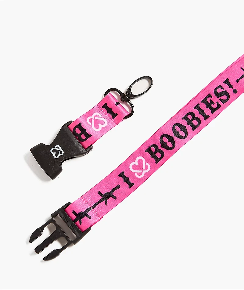 Keep A Breast Foundation Barbed I Heart Boobies Pink Lanyard