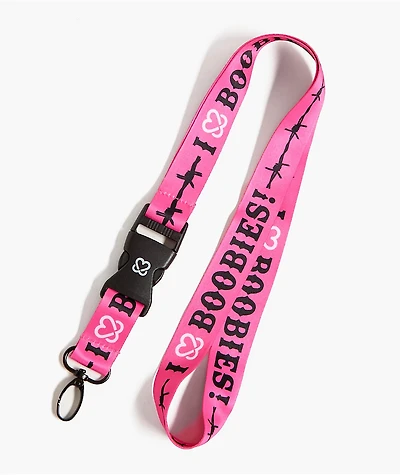 Keep A Breast Foundation Barbed I Heart Boobies Pink Lanyard