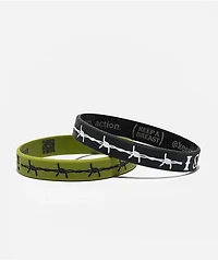 Keep A Breast Foundation Barbed Wire Catus Green & Black Mini 2 Pack Bracelets