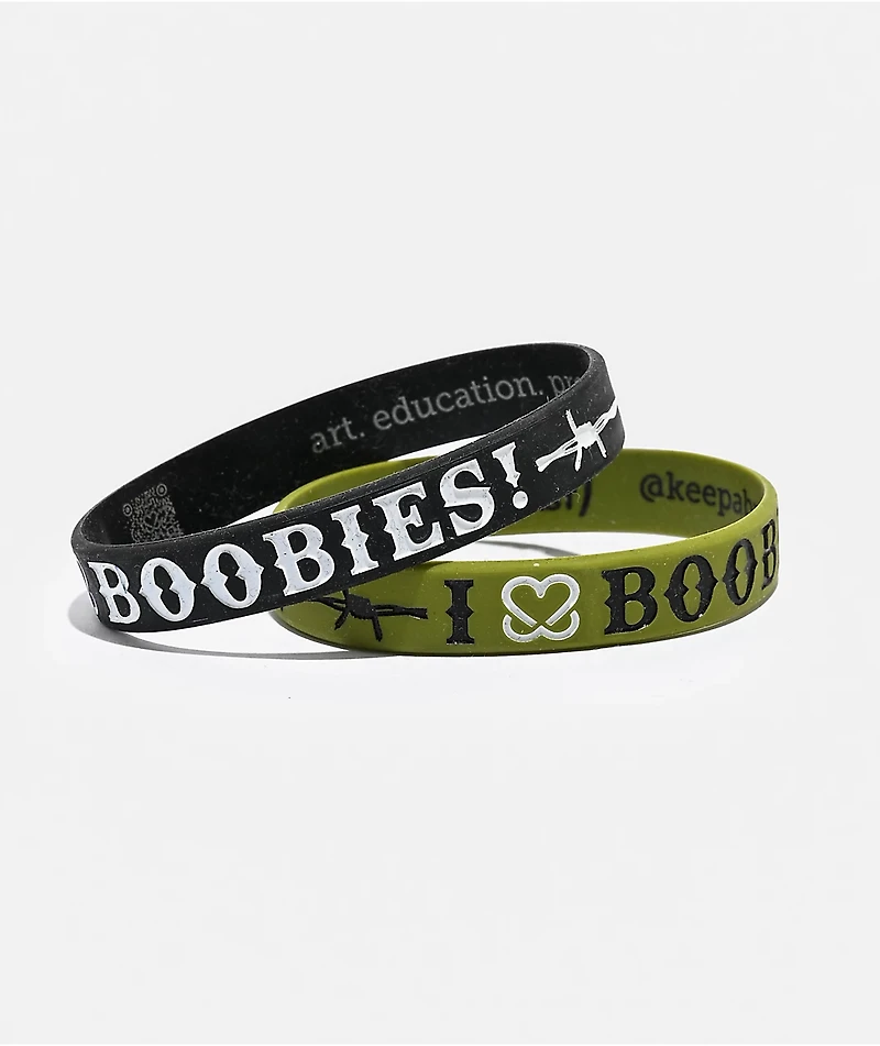 Keep A Breast Foundation Barbed Wire Catus Green & Black Mini 2 Pack Bracelets