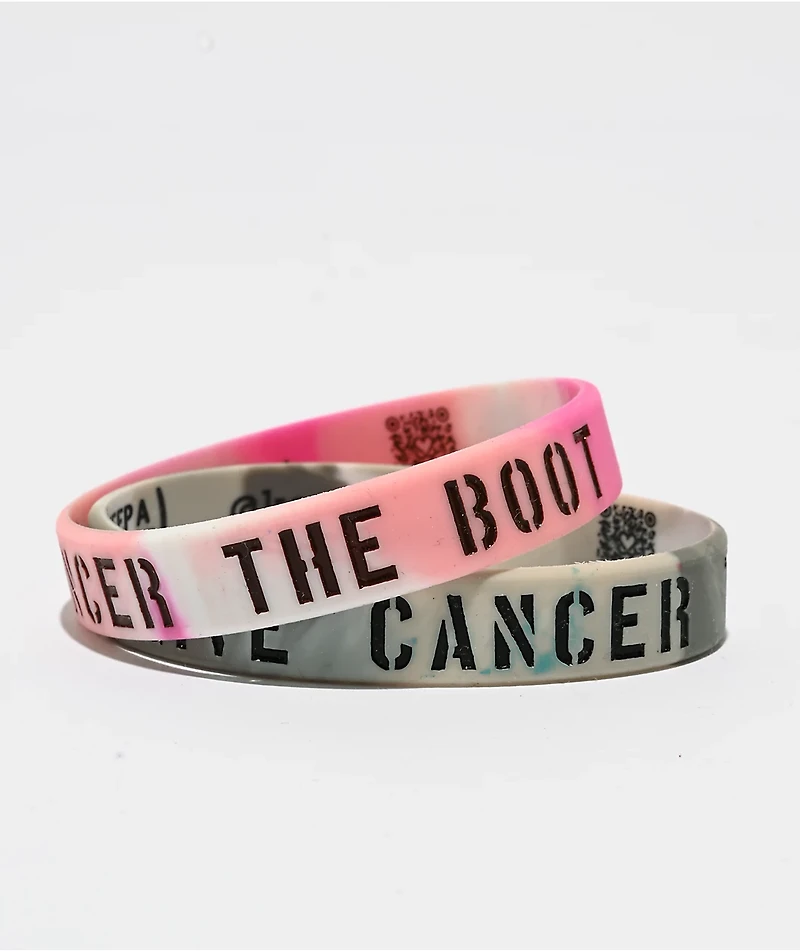Keep A Breast Foundation Give Cancer The Boot Pink & Grey Mini 2 Pack Bracelets