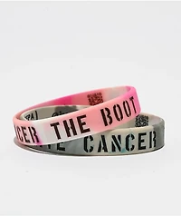 Keep A Breast Foundation Give Cancer The Boot Pink & Grey Mini 2 Pack Bracelets