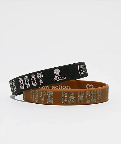 Keep A Breast Foundation Give Cancer The Boot Saddle Brown & Black Mini 2 Pack Bracelets