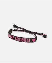 Keep A Breast Foundation I Heart Boobies Amigo Black & Pink Woven Bracelet