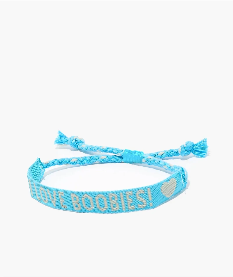 Keep A Breast Foundation I Heart Boobies Amigo Blue Woven Bracelet