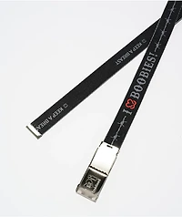 Keep A Breast Foundation I Heart Boobies Barbed Black Web Belt