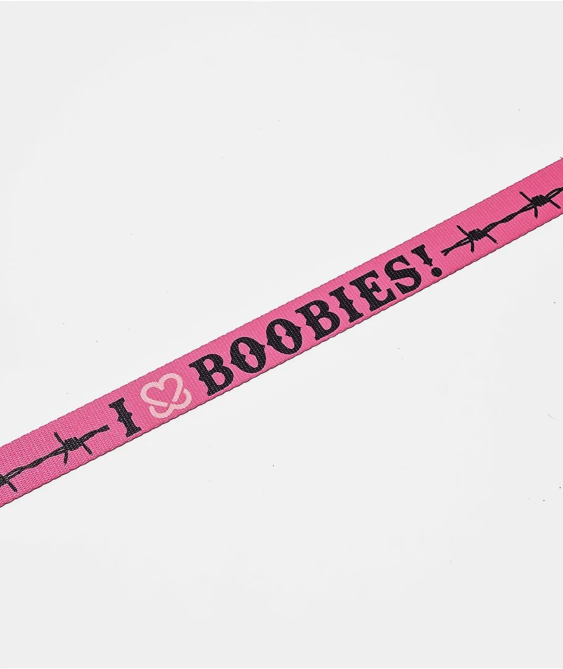 Keep A Breast Foundation I Heart Boobies Barbed Pink Web Belt