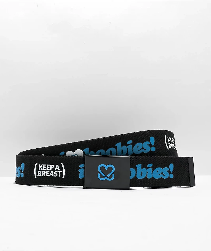 Keep A Breast Foundation I Heart Boobies Black & Blue Web Belt