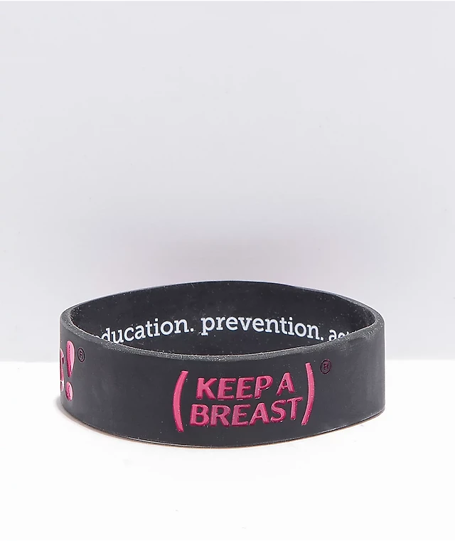Keep A Breast Foundation I Heart Boobies Black Pink Bracelet