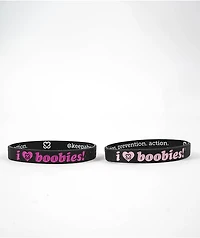 Keep A Breast Foundation I Heart Boobies Black & Pink Mini 2 Pack Bracelets