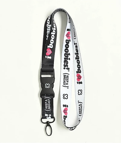 Keep A Breast Foundation I Heart Boobies Black & White Lanyard