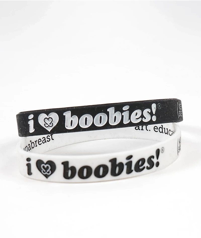 Keep A Breast Foundation I Heart Boobies Black & White Mini Pack Bracelets
