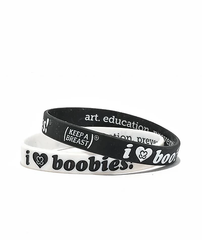 Keep A Breast Foundation I Heart Boobies Black & White Mini Pack Bracelets