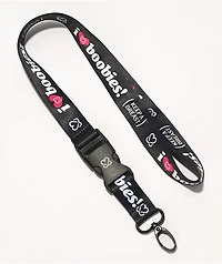 Keep A Breast Foundation I Heart Boobies Black Lanyard
