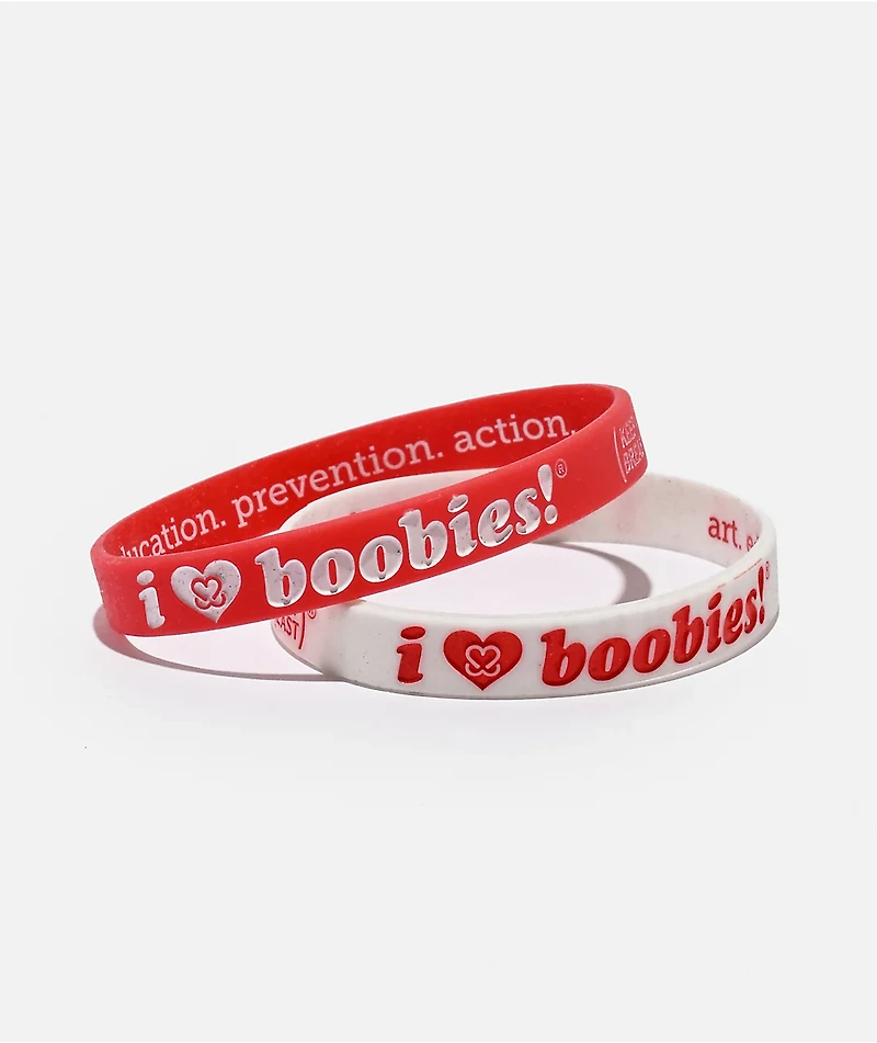 Keep A Breast Foundation I Heart Boobies Candy Cane Mini 2 Pack Bracelets