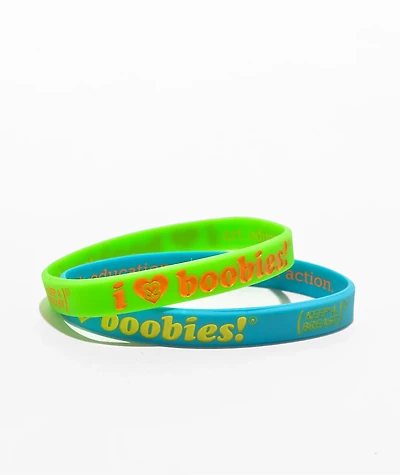 Keep A Breast Foundation I Heart Boobies Neon & Cactus Mini 2 Pack Bracelets