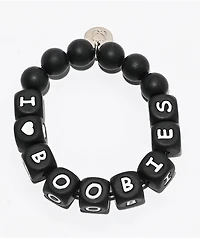 Keep A Breast Foundation I Heart Boobies Pebbles Black Bracelet