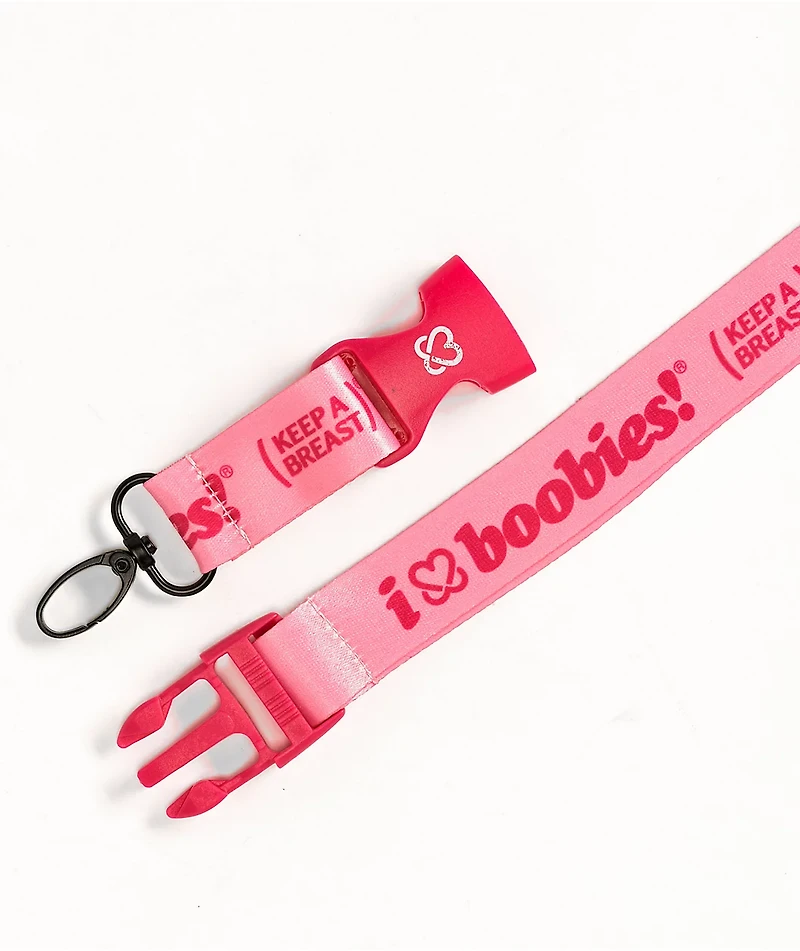 Keep A Breast Foundation I Heart Boobies Pink Lanyard