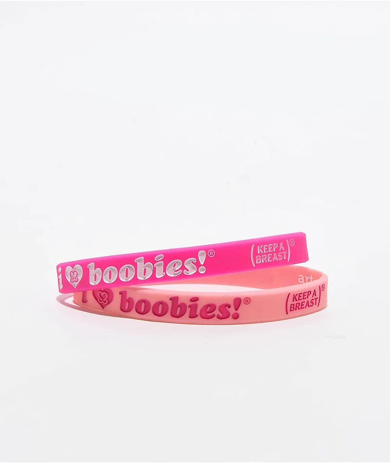 Keep A Breast Foundation I Heart Boobies Pink Mini 2 Pack Bracelets