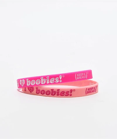 Keep A Breast Foundation I Heart Boobies Pink Mini 2 Pack Bracelets