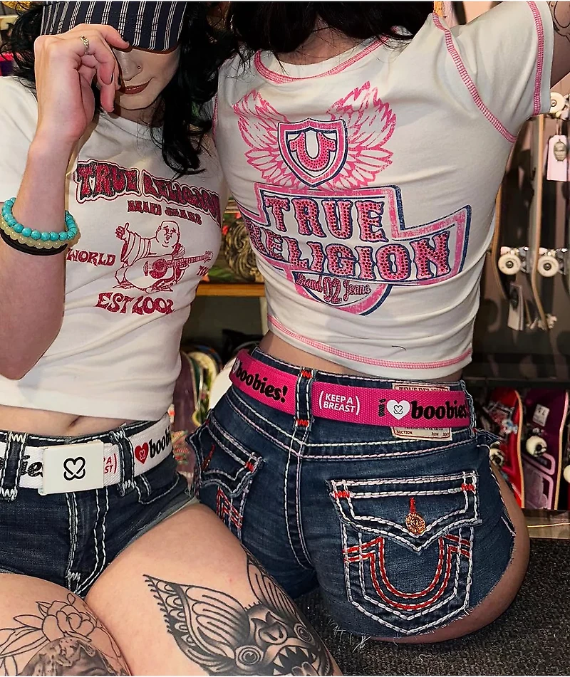 Keep A Breast Foundation I Heart Boobies Pink Web Belt