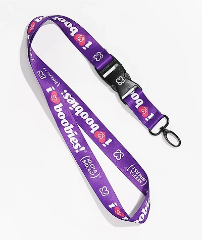 Keep A Breast Foundation I Heart Boobies Purple Lanyard